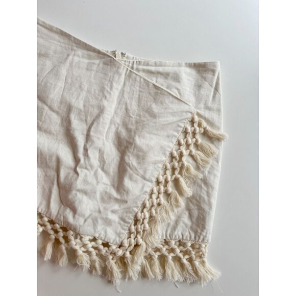 TULAROSA Lexi Ivory Linen Blend Crochet Fringe Trim Crop Top Skort Set, Size S/M - Picture 12 of 16